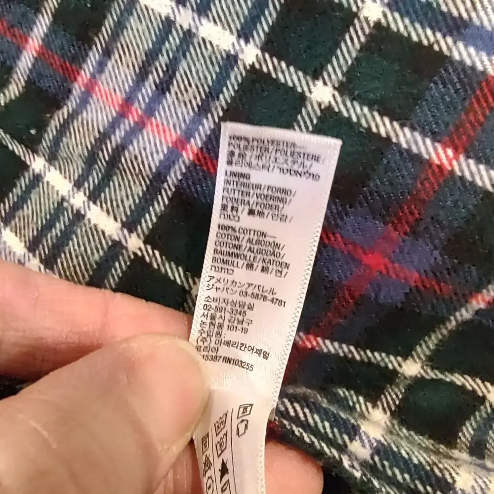 American Apparel Hooded Flannel Lined Black Rain Parka Size XXS/XS